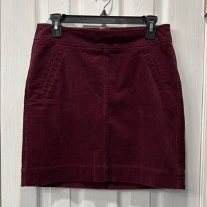 NWT LOFT Wine Corduroy Mini Skirt Size 2 NEW